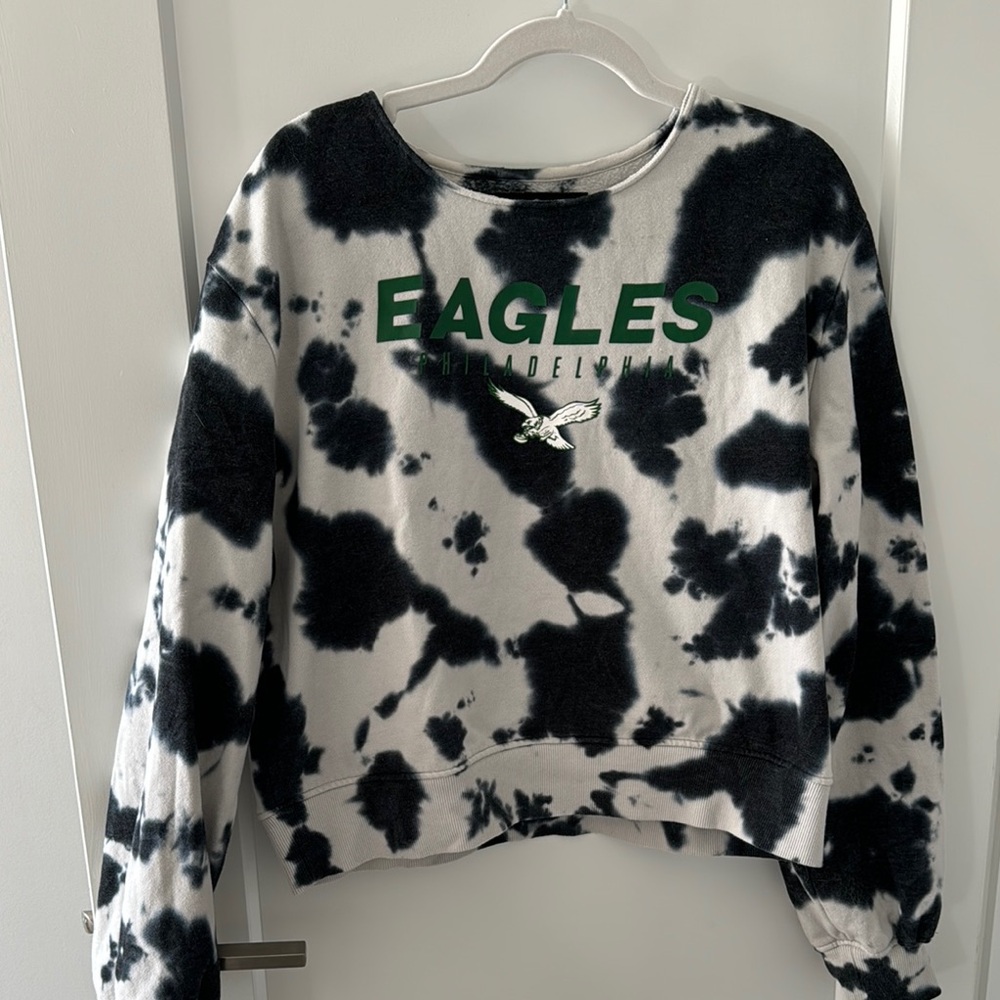 Philadelphia Eagles Black and White Tie-Dye Women's Sweatshirt